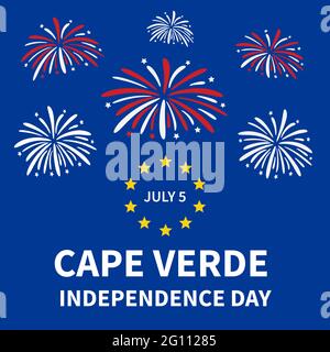 Poster tipografico del Capo Verde Independence Day. Festa nazionale celebrata il 5 luglio. Modello vettoriale per biglietti d'auguri, banner, volantini, ecc. Illustrazione Vettoriale