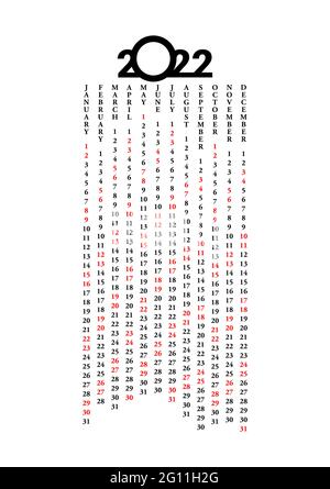 Calendario 2022 anni - illustrazione vettoriale. Anno della Tiger 2022. - illustrazione vettoriale Illustrazione Vettoriale