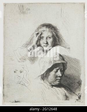 Tre teste da donna, una leggermente incisa. Foto Stock