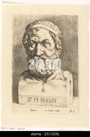 Portebuste van Zeno di Elea; Zeno; Graphices esempi di vari artisti. Foto Stock
