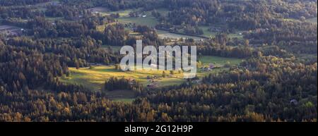Vista aerea dei campi agricoli della Fraser Valley Foto Stock