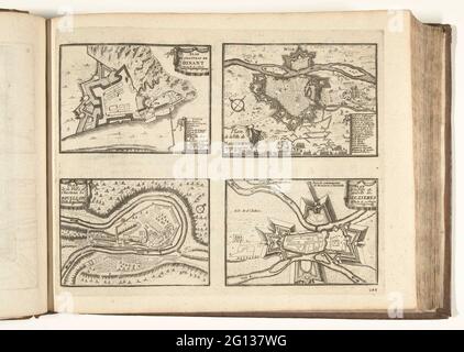 Maps of Dinant, Maastricht, Bouillon e Mézières, 1726; Dinant / Maeence / Bouillon / Mezieres; le forze dell'Europa, Asie, Afrique et Amerique (...) Comme aussi Les Côtes de France et d'Espagne. Foglia con quattro piani delle difese alle città di Dinant, Maastricht, Bouillon e Mézières. 288 nella parte XII della foto: Les Forces de l'Europe, Asia, Afrique et amic ... Comme aussi Les Cartes des Côtes de France et d'Espagne dal 1726, questa seconda parte con 271 tavole numerate a mano di rinomate città forti e fortezze nel contesto del Succe spagnolo Foto Stock