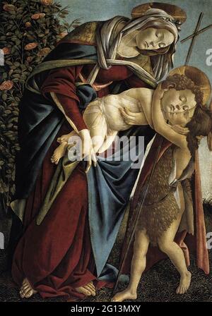 Sandro Botticelli - Vergine Bambino San Giovanni Battista 1470 Foto Stock