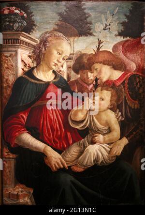 Sandro Botticelli - Vergine Bambino con due Angeli 1469 Foto Stock