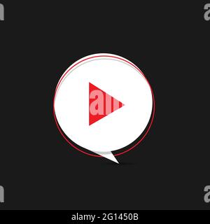 Icona vettoriale pulsante di riproduzione circolare bianco creativo Illustrazione Vettoriale