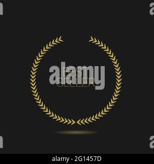 Goldel alloro wreath etichetta Best seller. Vettore Illustrazione Vettoriale
