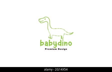 linee cute logo brontosaurus simbolo vettore icona illustrazione grafica Illustrazione Vettoriale
