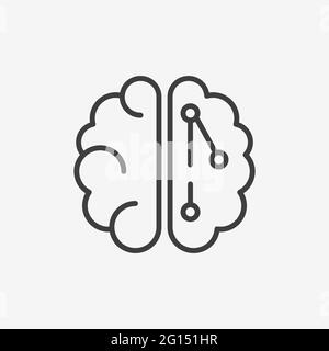Icona linea intelligenza artificiale e cervello. Logo Brain Innovation. Illustrazione vettoriale. EPS10 Illustrazione Vettoriale