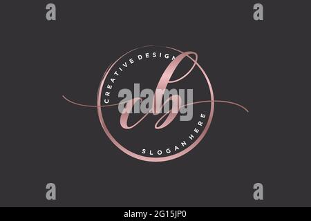 Logo CB con modello circolare, firma vettoriale, matrimonio, moda, floreale e botanico con modello creativo. Illustrazione Vettoriale