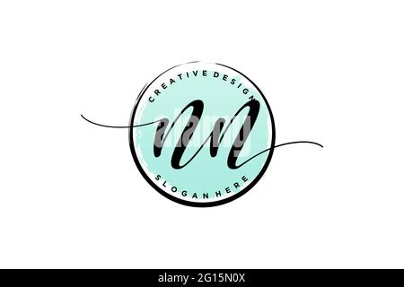 Logo NN manoscritto con modello circolare firma vettoriale, matrimonio, moda, floreale e botanico con modello creativo. Illustrazione Vettoriale