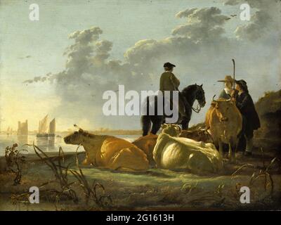 Aelbert Cuyp - contadini e bovini vicino al fiume Merwede 02 Foto Stock