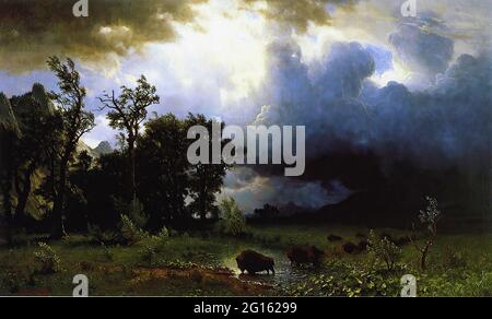 Albert Bierstadt ( 1830 - 1902 ) - Buffalo Trail imminente Storm 1869 Foto Stock