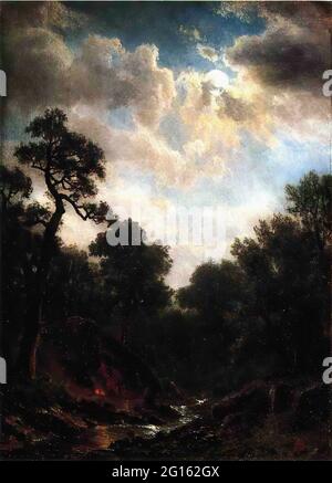 Albert Bierstadt ( 1830 - 1902 ) - Moonlit Landscape Foto Stock