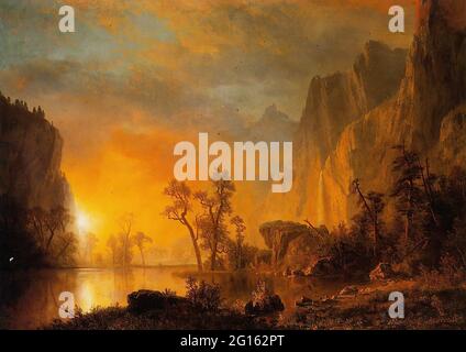 albert bierstadt sunset in the rockies