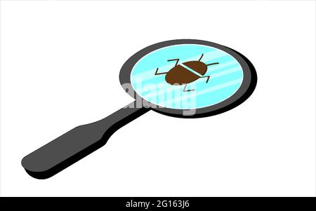 Lente di ingrandimento. Composizione isometrica Illustrazione Vettoriale