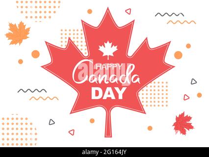 Happy Canada Day Celebration nel 1 ° luglio Vector Illustration. Adatto per biglietti d'auguri, poster e sfondo Illustrazione Vettoriale