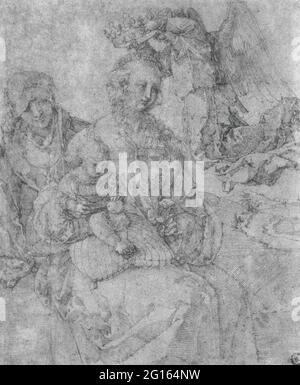 Albrecht Dürer - Maria Bambino incoronato Angelo Sant'Anna Foto Stock