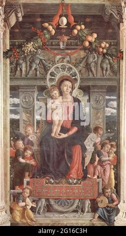 Andrea Mantegna - pala d'altare San Zeno Veron pannello centrale Maden Angels 1459 Foto Stock