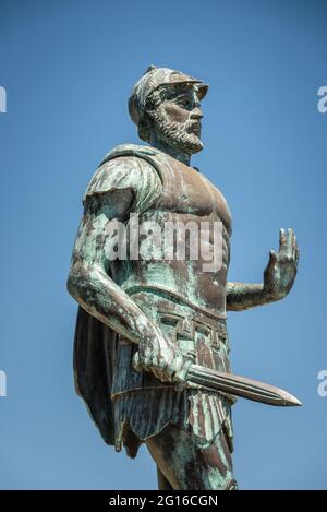 Battaglia delle Miltiades maratona Statua, Attica, Grecia Foto Stock
