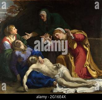 Annibale Carracci - il Cristo morto piange le tre Maries Foto Stock