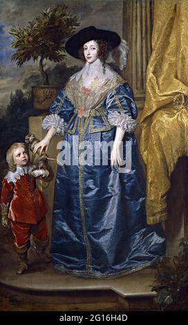 Anton Van Dyck - la regina Henrietta Maria con Sir Jeffrey Hudson Foto Stock