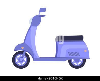 Scooter Bike Cartoon. L'illustrazione è isolata su uno sfondo bianco. Vista laterale. Moto cool. Vettore Illustrazione Vettoriale