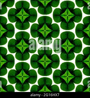 Il trifoglio fortunato verde lascia lo sfondo. Modello vettoriale senza giunture. Verde fogliame giungla modello. Schema di giorno Irish shamrock St Patricks Illustrazione Vettoriale