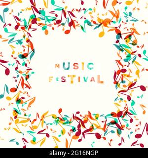 Colorful Music Festival note sfondo. Modello di poster del festival musicale a colori casuali. Illustrazione vettoriale Illustrazione Vettoriale