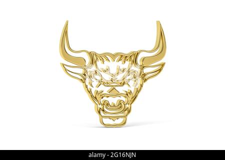 Icona Golden 3d bison isolata su sfondo bianco - rendering 3d Foto Stock