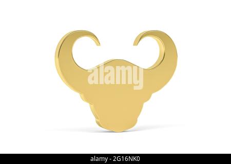Icona Golden 3d bison isolata su sfondo bianco - rendering 3d Foto Stock