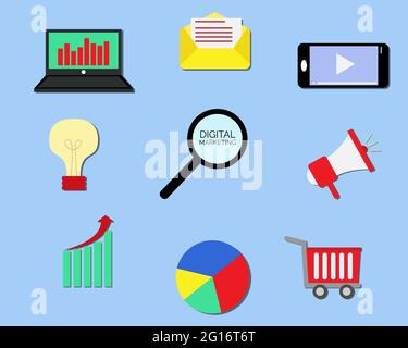 Illustrazione disegno vettoriale del modello di sfondo del marketing digitale Illustrazione Vettoriale