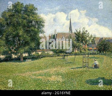 Camille Pissarro - la Casa della donna sordomana e il campanile a Eragny la Maison De la Sourde et le Clocher Dragny Foto Stock