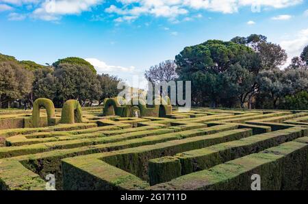 Una foto del famoso labirinto del Parc del Laberint d'Horta (Barcellona). Foto Stock