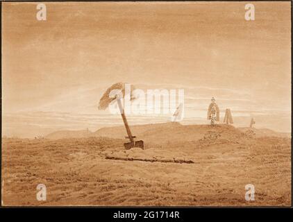 Caspar David Friedrich - Paesaggio con tombe Foto Stock