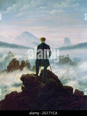 Caspar David Friedrich - Wanderer sopra Mare nebbia 1818 Foto Stock