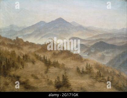 Caspar David Friedrich - Paesaggio con la Rosenberg in Boemia Montagne Foto Stock