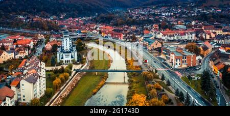 Vista panoramica della città rumena Foto Stock