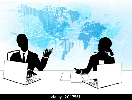 News Anchor Silhouette TV Reporter relatori Illustrazione Vettoriale