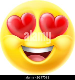 Amore cuori occhi Emoticon Emoji Cartoon icona Illustrazione Vettoriale