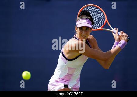 Georgina Garcia Perez in Spagna contro i Volynets Katie degli Stati Uniti durante il giorno uno del Viking Open al Nottingham Tennis Center. Data immagine: Sabato 5 giugno 2021. Foto Stock