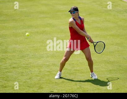 I Katie Volynets degli Stati Uniti in azione contro Georgina Garcia Perez della Spagna durante il giorno uno del Viking Open al Nottingham Tennis Center. Data immagine: Sabato 5 giugno 2021. Foto Stock