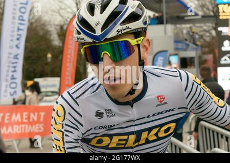 Clement Berthet (team Nippo Delko) al termine della prima tappa del Tour des Alpes-Maritimes et du Var.la 53a edizione del Tour des Alpes-Maritimes et du Var Nice-Matin (2.1) tra Biot e Gourdon (Alpes-Maritimes) si svolge dal 19 febbraio al 21 febbraio 2021. La prima tappa tra Biot e Gourdon (Alpi Marittime) è di 183, 9 chilometri di lunghezza. Il vincitore di questa prima tappa è l'olandese Bauke Mollema, (Team Trek Segafredo). Il vincitore della classifica generale finale è l’italiano Gianluca Brambilla (Team Trek Segafredo). (Foto di Laurent Coust/SOPA Images/Sipa USA Foto Stock