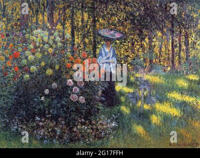 Claude Monet - Donna con Parasol Giardino Argenteuil 1875 Foto Stock