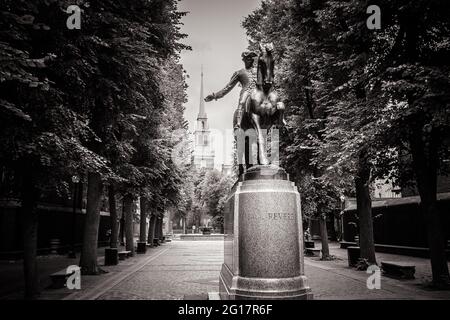 Statua di Paul Revere a Boston Foto Stock