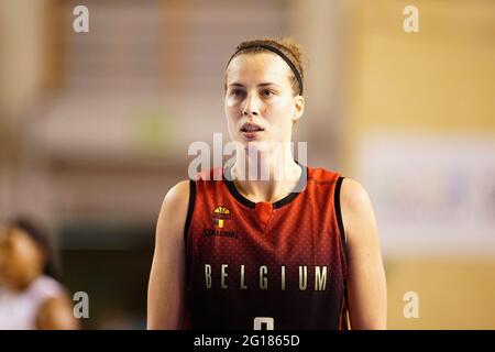 Cordova, Spagna. 04 giugno 2021. Antonia Delaere visto durante la amichevole partita internazionale di pallacanestro femminile tra Belgio e Nigeria a Palacio Municipal de Deportes Vista Alegre.Punteggio finale; Belgio 67:60 Nigeria. Credit: SOPA Images Limited/Alamy Live News Foto Stock