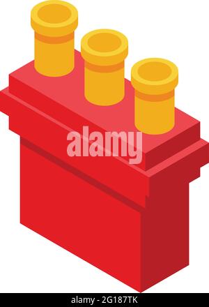 Icona del camino rosso. Isometrica del vettore del camino rosso per il web design isolato su sfondo bianco Illustrazione Vettoriale