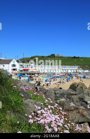 Graziosa spiaggia di Porthgwidden a St Ives, Cornovaglia, Regno Unito Foto Stock