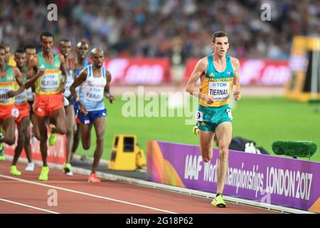 Patrick Tiernan (Australia). 5000 metri uomini finale. Campionato del mondo IAAF Londra 2017 Foto Stock