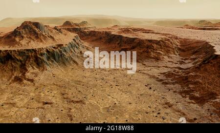 Vista aerea del paesaggio di Marte Foto Stock