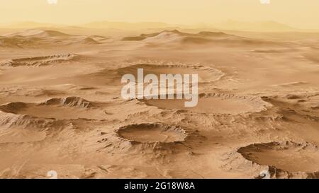 Vista aerea del paesaggio di Marte Foto Stock